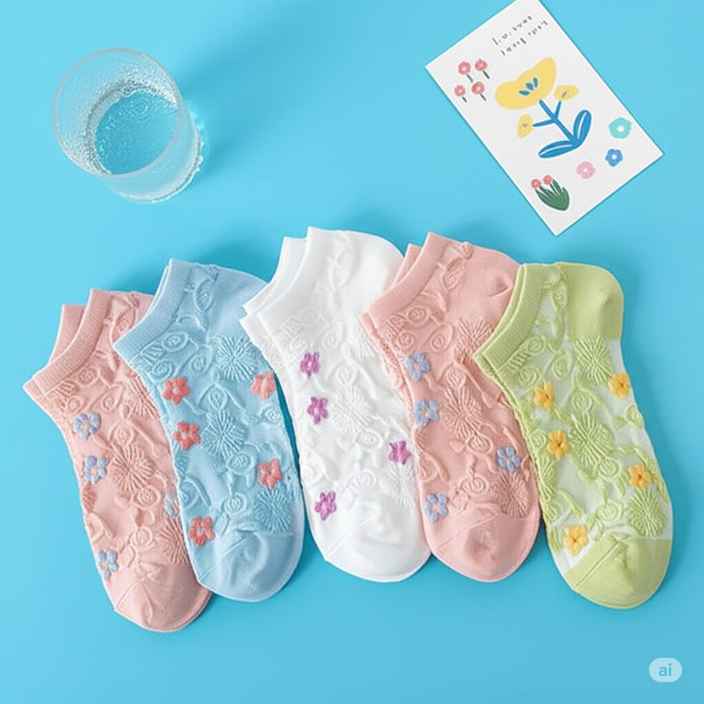 10 Pair Ladies Self Design Socks (Rendom Design)